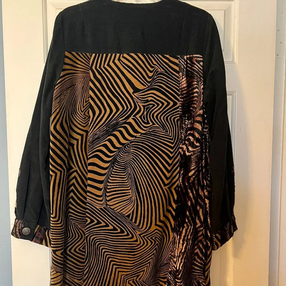 NWT Sandy Starkman Rare Vintage Animal Jacket Duster Boho Chic Embellished M - Picture 6 of 9